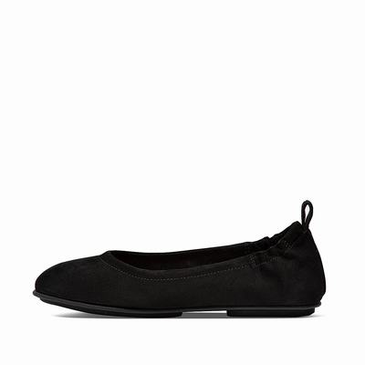 Fitflop Women's ALLEGRO Suede Ballet Flats - Black, HN4062187